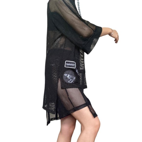 ytinifninfinity barragan unisex raver black mesh top & shorts 2 piece set size M - Picture 2 of 4